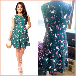 Unique Vintage Bunny Fit and Flare Dress